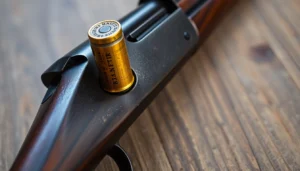 The 32WIN cartridge shown in a vintage rifle, emphasizing precision and historical craftsmanship for firearm enthusiasts.