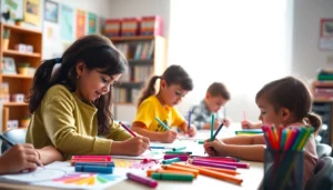 Interactive digital coloring resources from mycolor.school showcasing children using vibrant colors on creative projects, emphasizing fun and educational engagement.