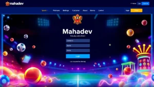 Mahadev ID login interface with sports and casino elements highlighting secure online betting in India for easy access and registration.