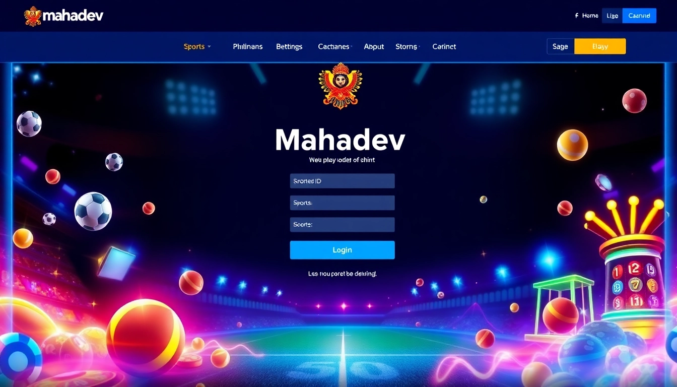 Mahadev ID login interface with sports and casino elements highlighting secure online betting in India for easy access and registration.