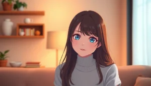 AI girlfriend engaging in a natural, unfiltered chat on a modern screen with warm ambient lighting, highlighting intimacy and realism for users seeking raw conversations.