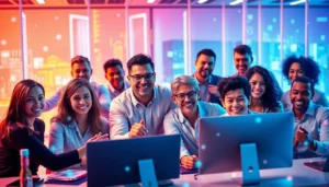 Hình ảnh biểu tượng Liên minh quốc tế KJC gồm các yếu tố kết nối, truyền thông và cộng đồng quốc tế trong phong cách hiện đại, hướng tới công nghệ cao và sự hợp tác toàn cầu.