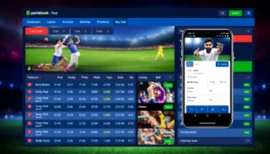 Reddy Anna Book’s online betting platform with live sports and casino action on a sleek mobile device, highlighting user engagement and real-time betting features.