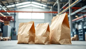High-quality torba papierowa being filled with baked goods in an eco-friendly bakery setting