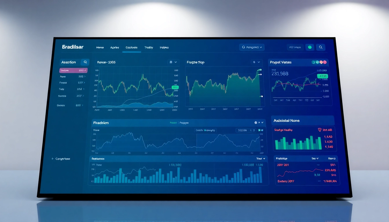 Trading and Investment Reporting dashboard showing charts, analytics, and market news for